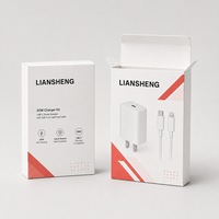 Boîte pliante en carton blanc avec impression de logo personnalisée, laminage mat écologique, pour adaptateur secteur d'appareil photo et câbles de données