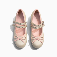 Chaussures Mary Jane pour femmes, bout rond, talon épais, en PU, double bride, nœud, logo personnalisé, faible MOQ, vente en gros pour usage décontracté – Fabrication OEM/ODM