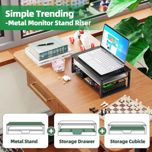 2-Tier Office Desk Organizer and <b>Accessories</b> <b>Computer</b> Monitor Stand with Drawer and 2 Pen Holders - Product Image 4