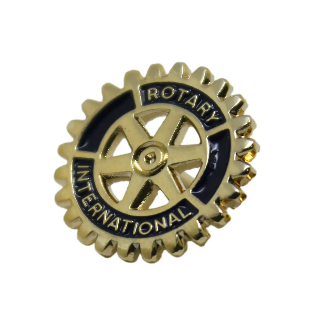 Fabricantes de artesanías de metal China Metal Masonic Lions Clubs Insignia rotativa internacional Esmalte Pin de solapa personalizado Recuerdos rotativos