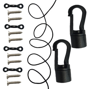 Ganchos de remolque tipo C de acero con cuerda elástica para almacenamiento de kayaks y embarcaciones, 2 orificios - Product Image 4