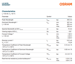Meilleur prix pour les LED OSRAMs Discrete 2.2V 4-PLCC LS E67B-T2V1-1-1 Rouge 633nm SMD Chip Dimmable avec garantie de 3 ans - Product Image 5