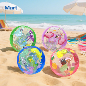 Joyee - 4 Estilos de Pelotas de Playa Inflables Impresas en <span class=keywords><strong>3D</strong></span>, Juguetes de Piscina de PVC sin Ftalatos con Diseño de Animales y Frutas para Niños, Diversión Acuática de Verano - Product Image 1
