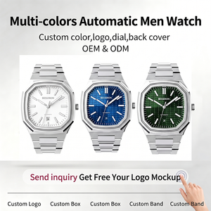 Reloj Mecánico Automático para Hombre BESSERON, Esfera Azul Hielo, Caja de Acero Inoxidable Poligonal de 42 mm, Resistente al Agua 5 ATM, Lujoso y Moderno - Product Image 3