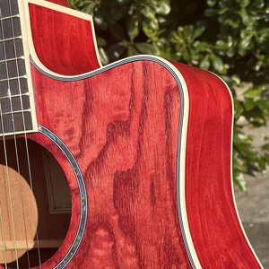 Prix de gros Aiersi marque logo personnalisé 41 pouces <span class=keywords><strong>corps</strong></span> en <span class=keywords><strong>aulne</strong></span> laminé coupe couleur rouge guitare acoustique instrument à cordes - Product Image 1