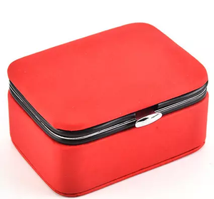 Estuche de Almacenamiento de Joyas de Cuero PU, Caja de Almacenamiento de Viaje Portátil y Bonita, Embalaje de Terciopelo para Anillos, Pulseras y Collares, Espejo, Cierre de Cremallera Ele Queen - Product Image 5