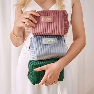 Wedding Bridal Party <b>Gift</b> Custom Velvet Zipper Fashion Candy Pattern Soft Handle Personalised <b>Bridesmaid</b> Cosmetic <b>Bag</b> - Product Image 1