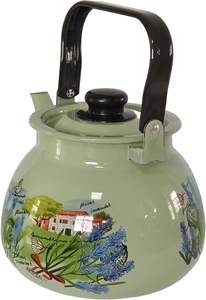 للبيع بالجملة غلاية روسية مطلية بالمينا 3.5 لتر وعاء أخضر كلاسيكي للاستخدام المنزلي سميكة بتصميم أزهار للحليب المائي - Product Image 6