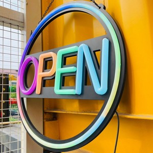 Enseigne néon LED ouverte personnalisable, lettres acryliques lumineuses flexibles et colorées pour décoration de magasin, entreprise ou festival - Product Image 5