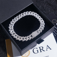 Chaîne cubaine en argent S925 européenne et américaine, double rangée de moissanite, 10 mm, collier et bracelet cubains