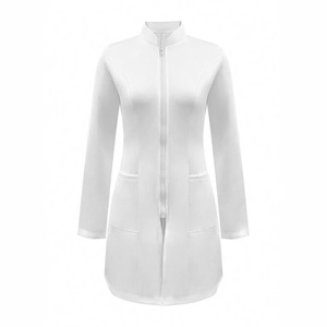 Giacca da dottore con cerniera a maniche lunghe da <span class=keywords><strong>donna</strong></span> Slim Fit uniforme da lavoro da medico alla moda <span class=keywords><strong>donna</strong></span> bianco camice da laboratorio - Product Image 2