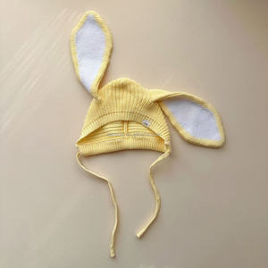 Bonnet tricoté à grandes oreilles <span class=keywords><strong>de</strong></span> lapin pour nouveau-né avec lien, bonnet tricoté pour Pâques, chapeau au crochet fait main pour tout-petit, accessoires <span class=keywords><strong>de</strong></span> photographie pour bébé - Product Image 4