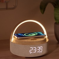 Slimme LED-lamp voor V5.1 Soundbar Draadloze oplader Wekker Maan Nachtontwerp Telefoonhouder voor vrouwen