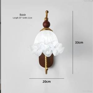Lampe murale LED florale moderne et créative avec construction en bois/verre/fer, à intensité variable pour chambre à coucher, salon et couloir - Product Image 6
