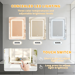 Coiffeuse blanche avec miroir et éclairage LED, deux tiroirs et un meuble d'appoint <span class=keywords><strong>pour</strong></span> chambre à coucher - Product Image 4