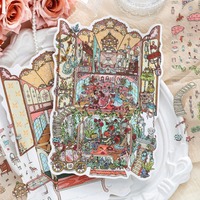 4 feuilles par paquet d'autocollants, série Ma Petite Maison n°42, collage d'autocollants grand format ultra-orné pour soulager le stress