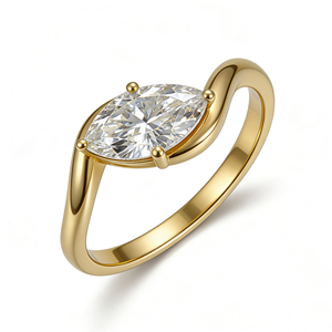 Bague de Fiançailles Classique en Or Massif 10K/14K/18K Argent Personnalisé avec Diamant de Laboratoire CVD Qualité IGI VVS-VS Coupe Marquise pour Soirée et Mode - Product Image 1