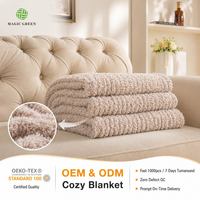 Fournisseur de couvertures vertes magiques, couverture de luxe en coton biologique 100%, couverture en tricot blanc à motif d'échelle