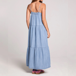 Nuevo vestido vaquero estilo vintage playero, holgado, con botones y tirantes, 100% vaquero personalizado, vestido maxi. - Product Image 4