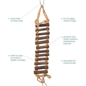 Premium prodotti per animali domestici naturali scala di corda uccello giocattolo di legno scale di arrampicata attività di fissaggio per la gabbia per uccelli tono terra marrone - Product Image 3