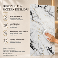 Panel de Pared UV MORLENX Blanco y Negro con Vetas Doradas Finas para Proyectos de Desarrollo de Propiedades de Lujo