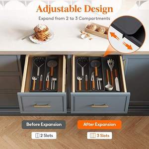 Organizzatore per cucchiai e posate in plastica PP solida a 3 scomparti, grande capacità, per spatole, pinze, mestoli, coltelli, fruste <span class=keywords><strong>da</strong></span> cucina - Product Image 6