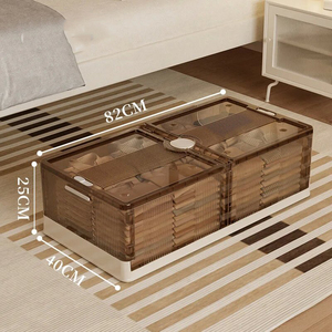 Bedroom stackable under bed storage with wheels folding plastic storage box with Lid