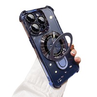 IPhone 17 Pro Max telefon kılıfı, Apple 14 metal manyetik taban, 13 anti-damla özelliği şeffaf elektro uygulanabilir.