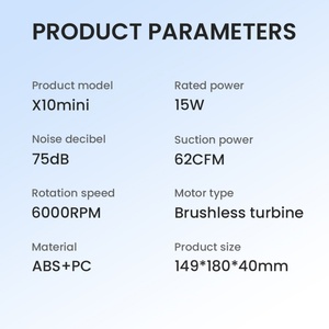 Aspirateur à ongles professionnel compact carré X10 mini en plastique, faible bruit, forte aspiration, 6000 tr/min, rechargeable sans fil, pour salon - Product Image 3