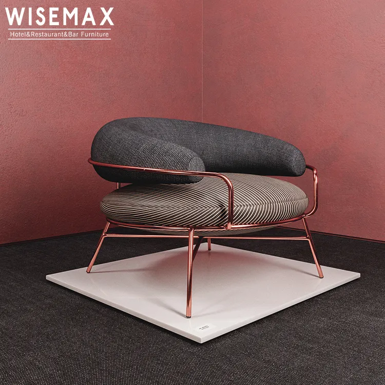 Wisemax Meubels Luxe Moderne Gouden Metalen Been Stof Accent Stoel Roze Fluwelen Single Seat Stof Woonkamer Fauteuil