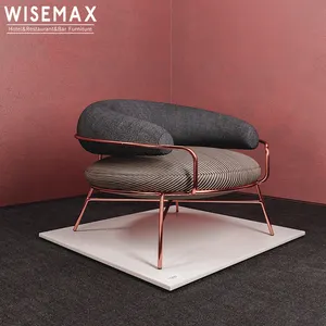 WISEMAX FURNITURE Luxury Modern Gold Metal Leg Fabric Accent Chair velluto rosa Single Seat tessuto soggiorno Lounge Sofa Chair