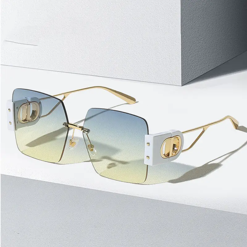 fashion Square ladies glasses custom sunglasses logo sun glasses rimless luxury stylish 2022 women shades lunette de soleil