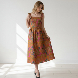 Vestido Midi Personalizado con Volantes y Jacquard Floral <span class=keywords><strong>para</strong></span> <span class=keywords><strong>Mujer</strong></span>, Vestidos de Fiesta <span class=keywords><strong>para</strong></span> Damas de Honor - Product Image 2