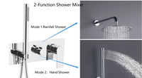 Système de douche pluie mural en céramique brossée chromée avec robinet de salle de bain monocommande en laiton pour usage domestique et hôtelier