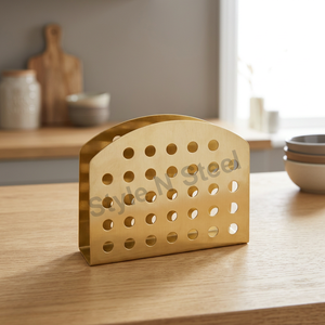 Stainless Steel <b>Kitchen</b> Countertop Table Napkin <b>Holder</b> Wire <b>Tissue</b> Stand with Hanging Feature Metal Paper Collection Rack Gold - Product Image 1