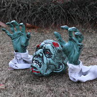 Ensemble de décoration réaliste Halloween Ghost Festival Squelette au sol et ornement de corps humain en plastique brillant Fournitures de fête