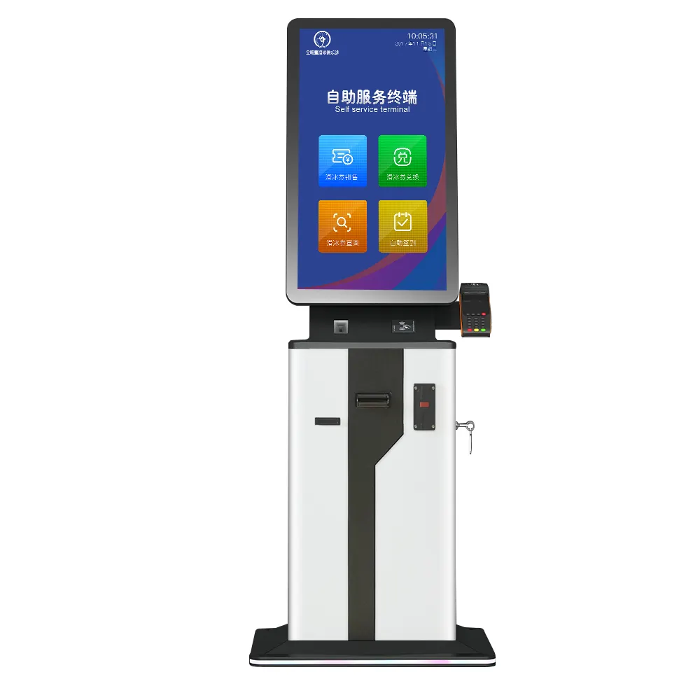 Kiosque de paiement personnalisé, écran tactile 32 pouces, pour centre commercial, imprimante et scanner de Code QR