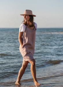 ผ้าลินินออร์แกนิคเนื้อนุ่มทรงหลวม,ชุดเดรสขาสั้นมีกระเป๋าและสายปรับได้ชุดชายหาดที่มีเสน่ห์สำหรับฤดูร้อน - Product Image 2