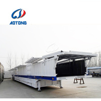 Semi-remorque porte-voitures à double étage AOTONG, robuste, 3 essieux, acier haute résistance Q345B, levage hydraulique, capacité de 6/8/10 voitures