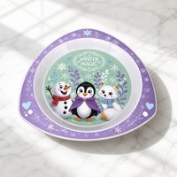 Ensemble d'assiettes à dîner en triangle imprimé en 3D sans BPA plat portable en plastique pour enfants prix d'usine en gros pour les repas des enfants