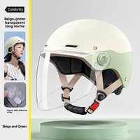 Casque de moto électrique certifié 3C en ABS pour femmes ; Protection solaire estivale, demi-casque toutes saisons, double ouverture respirante