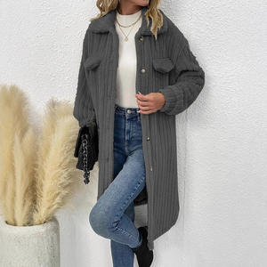 Cappotto in finta lana stile classico con Logo personalizzato da <span class=keywords><strong>donna</strong></span> con maniche lunghe <span class=keywords><strong>Trench</strong></span> autunno inverno con risvolto x stampa taglie forti - Product Image 3