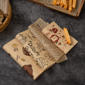 Papier d'emballage pour hamburger personnalisé avec impression de logo, matériaux recyclés, feuilles d'emballage alimentaire enduites de PE pour l'emballage de gâteaux et de pain - Product Image 5