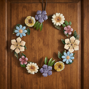 Corona Floral Metálica Hecha a Mano, Redonda, Rústica, Decorativa, con Flores, Sin Iluminación, Paquete Individual, Obra de Arte de Alta Calidad - Product Image 5