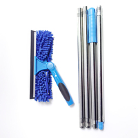 Lave-vitre ESD 2-en-1 en microfibre chenille avec poignée en plastique amovible Tête rotative-Outil de nettoyage de vitres