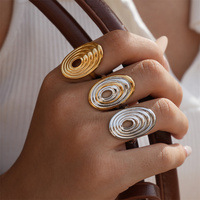 Bagues de doigt en acier inoxydable de créateur, forme ellipse, pour femmes, accessoires tendance et étanches, bijoux de mode féminins, cadeau