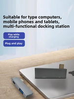 Adaptor Hub USB Tipe C 2 in 1, Pengisian Daya USB-C PD, USB3.0, Docking Station Thunderbolt 3 untuk Macbook Pro