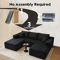 Canapé modulaire trois places en velours côtelé épais avec éponge compressée, emballage sous vide, canapé sans armature pour usage hôtelier