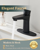 Keran Wastafel Kamar Mandi Model Deck Mounted Warna Hitam Matte untuk Hotel Mewah