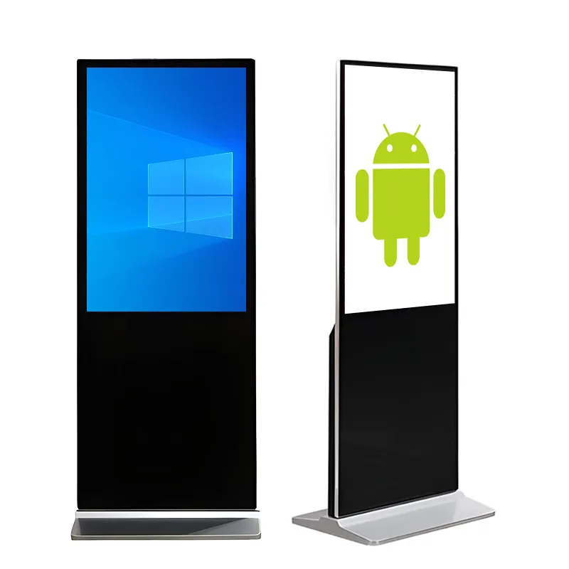 65 inch indoor display screen lcd advertising lcd ultra thin free full screen digital signage totem touch display stand kiosk